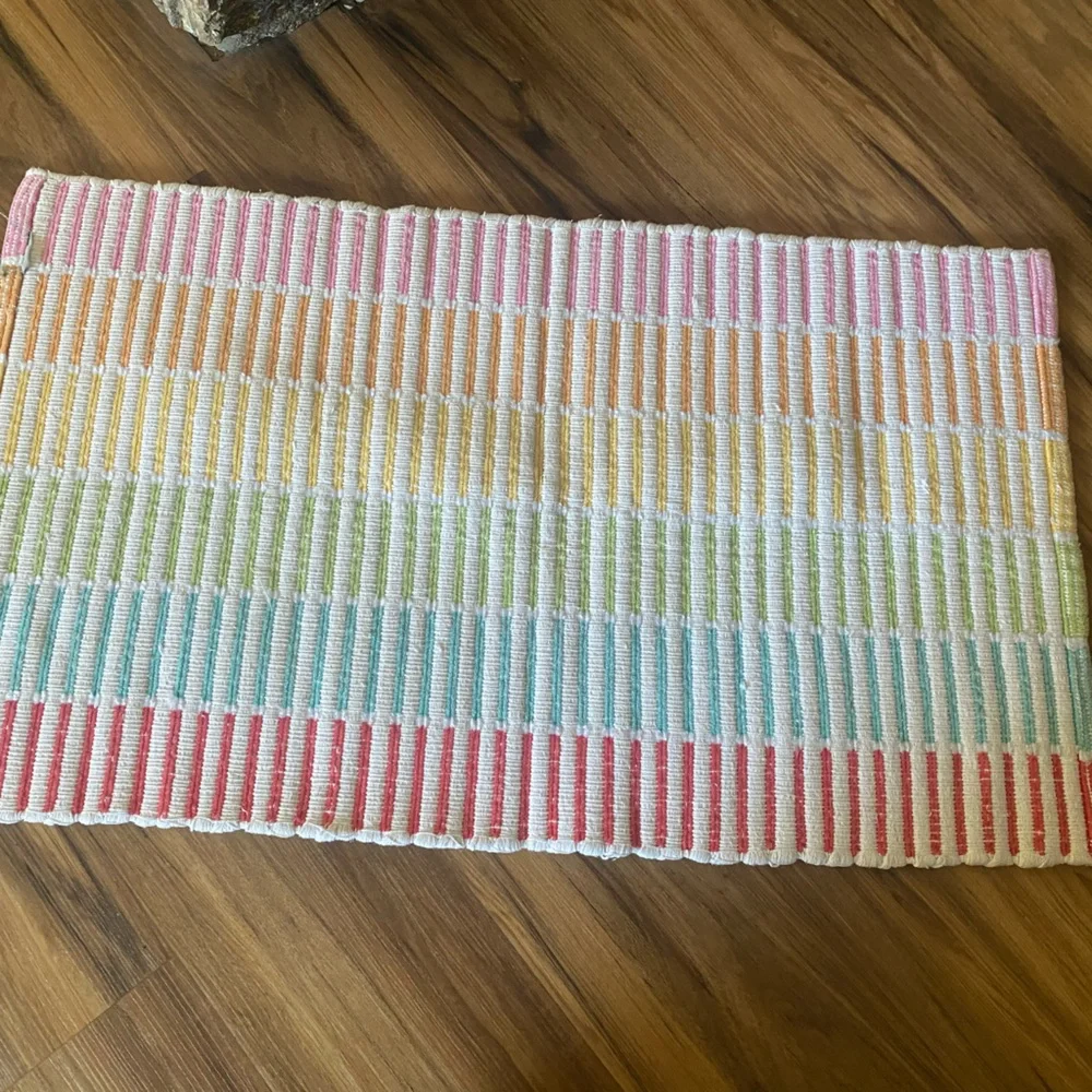 Vibrant rainbow multi-colored bath mat